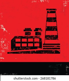 Factory, industry design on red background,grunge vector