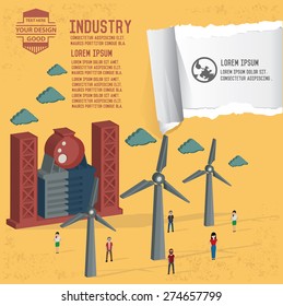 Factory and industry design on yellow background,clean vector