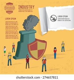Factory and industry design on yellow background,clean vector