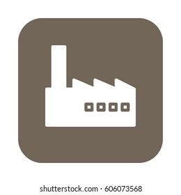 Factory, industry flat icon, filled vector sign, colorful pictogram on rounded square button isolated on white. Symbol, logo illustration. Flat design, pixel perfect