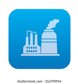 Factory industry icon on blue background,clean vector
