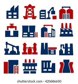 factory, industry icon set