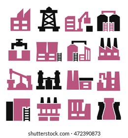 factory, industry icon set