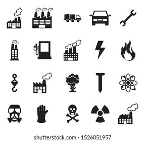 Factory and industry icon set design, Plant building industrial construction technology and manufacturing theme Vector illustration