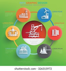 Factory and industry info graphic design,clean vector