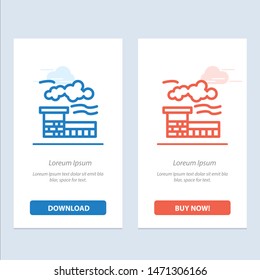 Factory, Industry, Landscape  Blue and Red Download and Buy Now web Widget Card Template. Vector Icon Template background