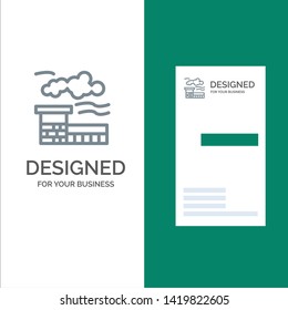 Factory, Industry, Landscape Grey Logo Design and Business Card Template