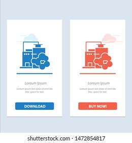 Factory, Industry, Landscape, Pollution  Blue and Red Download and Buy Now web Widget Card Template