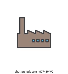 Factory, industry line icon, filled outline vector sign, linear colorful pictogram isolated on white. Symbol, logo illustration. Editable stroke. Pixel perfect
