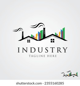 Factory And Industry Logo Design Template.