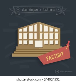 Factory industry on blackboard background, clean vector