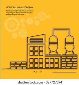 Factory industry on yellow background,clean vector