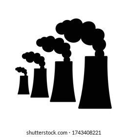 Icono de contaminación de la industria de fábrica. la contaminación de la industria manufacturera se fuma durante el procesamiento y el trabajo en un icono del vector de minas