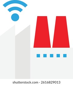 Factory Industry Production Icon Vector Flat Illustration