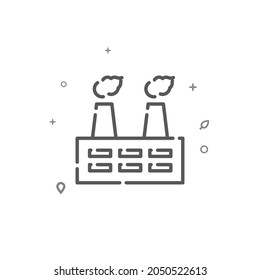 Factory, industry simple vector line icon. Plant symbol, pictogram, sign isolated on white background. Editable stroke. Adjust line weight.