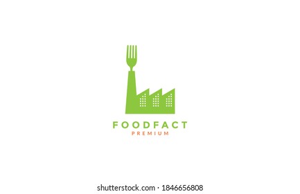 factory  industry with spoon fork food restaurant logo vector icon design