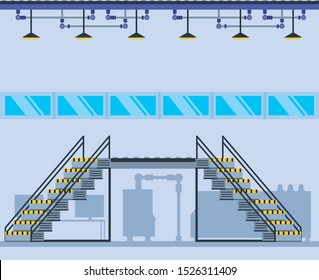 factory inside place with stairs vector illustration design