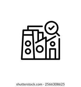 Factory Inspection Line Icon. linear style sign for mobile concept and web design. Outline vector icon.