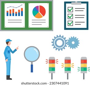 Factory inspection work illustration set