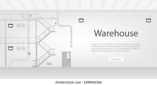 Factory interior banner with space vector illustration