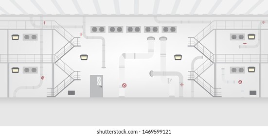 Factory Interior With Door Closed And Nobody Vector Illustration