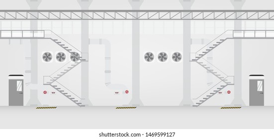 Factory Interior With Door Closed Vector Illustration