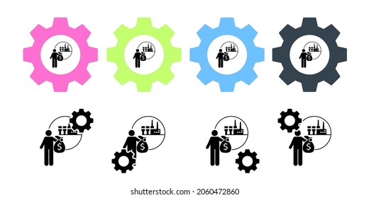 Factory, investor vector icon in gear set illustration for ui and ux, website or mobile application