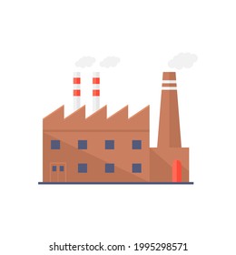 Factory isolated icon on white background. Flat vector illustration.