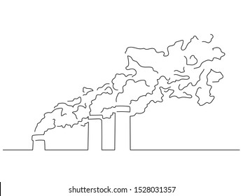 Factory isolated line drawing, vector illustration design. Climate change collection.