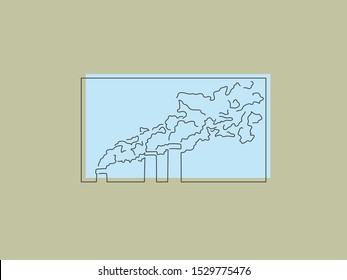 Factory isolated line drawing, vector illustration design. Climate change collection.