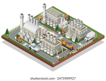 Factory. Isolated on white background. Isometric. Vector illustration.