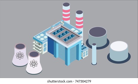 Factory isometric background vector illustration