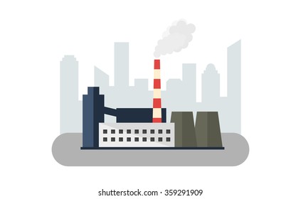 Factory Landscape. Vector Flat Illustration.