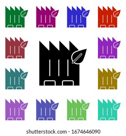 Factory, leaf, plant multi color style icon. Simple glyph, flat vector of ecology icons for ui and ux, website or mobile application