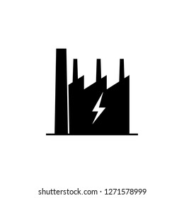 factory, lightning icon on white background. Can be used for web, logo, mobile app, UI, UX