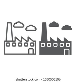 Factory line and glyph icon, environment and production, plant sign, vector graphics, a linear pattern on a white background, eps 10.