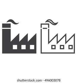 Factory Line Icon, Industry Outline And Filled Vector Sign, Linear And Full Pictogram Isolated On White, Logo Illustration