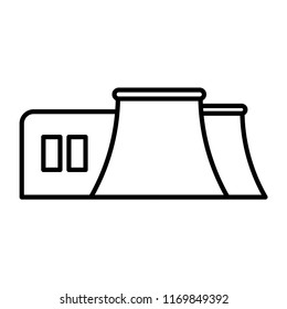 Factory line icon isolated on white background. Outline thin industrial manufacturing business vector.