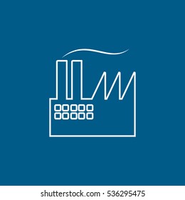 Factory Line Icon On Blue Background
