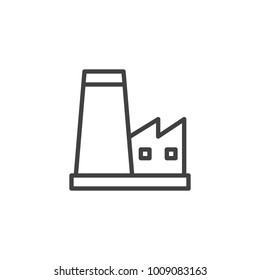 Factory line icon, outline vector sign, linear style pictogram isolated on white. Power plant symbol, logo illustration. Editable stroke