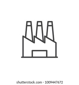 Factory line icon, outline vector sign, linear style pictogram isolated on white. Industry symbol, logo illustration. Editable stroke