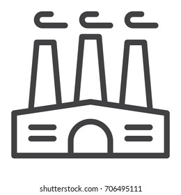 Factory line icon, outline vector sign, linear style pictogram isolated on white. Symbol, logo illustration. Editable stroke. Pixel perfect graphics