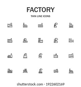 Factory line icon set. Collection of modern signs for web design and mobile app. Business pictograms. Black icon on white background. Collection of high-quality outline logo