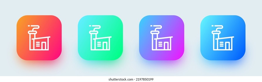 Factory line icon in square gradient colors. Industrial signs vector illustration.