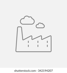 Factory line icon for web, mobile and infographics. Vector dark grey icon isolated on light grey background.