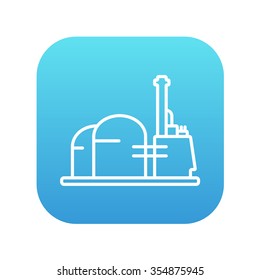 Factory line icon for web, mobile and infographics. Vector white icon on the blue gradient square with rounded corners isolated on white background.
