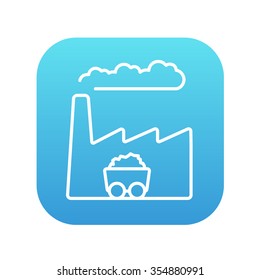 Factory line icon for web, mobile and infographics. Vector white icon on the blue gradient square with rounded corners isolated on white background.