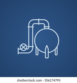 Factory line icon for web, mobile and infographics. Vector light blue icon isolated on blue background.