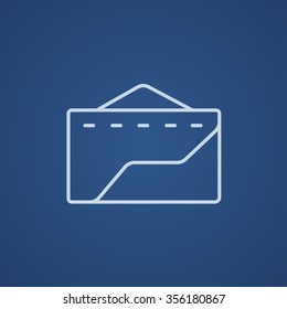 Factory line icon for web, mobile and infographics. Vector light blue icon isolated on blue background.