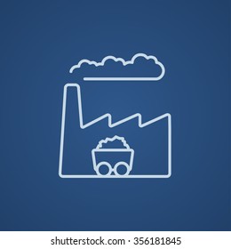 Factory line icon for web, mobile and infographics. Vector light blue icon isolated on blue background.